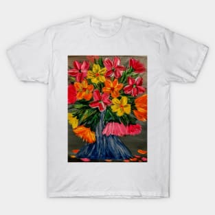 A beautiful bouquet flowers in a tall glass vase T-Shirt